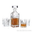 European Design Square Whiskey Glass Decanter Set